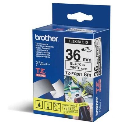 Brother TZe-FX261 Beyaz Üzerine Siyah Orjinal Etiket Şeridi 36mm - 1
